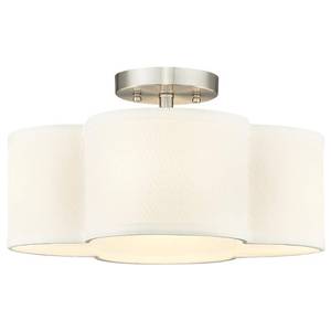 lot 18078 image: Audickic Semi Flush Mount 4-Light 14Inch Ceiling Lights with Fabric Shade in Quatrefoil Shape, Brushed Nickel for Nursery, Hallway, Bedroom, Kitchen - AD-22007-4SF-SN
