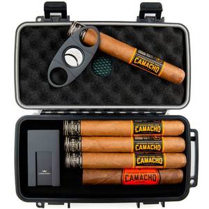 lot 18090 image: Kobi & Knight Travel Cigar Humidor Case with Cigar Cutter and Stand - Waterproof Dustproof Portable Cigar Case for 5 x 8-Inch Cigars - Cigar Aficionados Accessories - Cigars Gift Set for Men