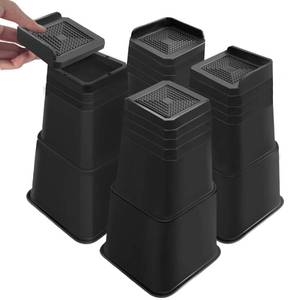 lot 18100 image: shouwuhho Bed Risers 12 inch Heavy Duty, Oversized Furniture Risers Support up to 6,000 Lbs for Sofa Table Couch Chair Leg Frame Dorm (4 Pack, Black, 12 inch)