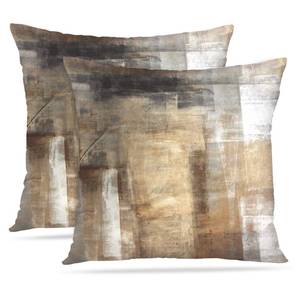 lot 18105 image: Britimes Throw Pillow Covers Modern Home Art Decor, 18 x 18 Inches Set of 2 Pillow Cases Decorative, Abstract Oil Painting Pillowcases for Bedroom, Living Room, Taupe Tan Grey Brown Beige