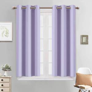 lot 18111 image: Yakamok Blackout Curtains for Bedroom - Grommet Thermal Insulated Room Darkening Curtains for Living Room, Set of 2 Panels (38 x 45Inch, Lilac)