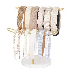 lot 18118 image: Dahey Headband Holder Organizer Metal 2-Tier Hair Hoop Display Stand Headband Organizer Storage Hair Ropes Accessories Bracelets Bangles Bedroom College Dorm Decor for Girls Women, Gold