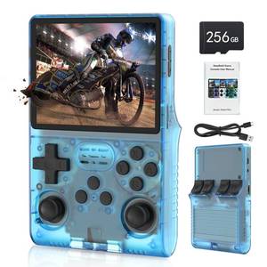 lot 18125 image: FHYRGF30000 in 1 R40S PRO Handheld Game Console 3.5 inch IPS Screen Mini Retro Console 3800mAh Portable Pocket Arcade 12 Mainstream Emulator 256G TF Card Transparent.(Blue) - Retail $75.43