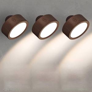 lot 18137 image: EZVALO LED Wall Mounted Lights, 5500mAh Rechargeable Wall Sconces Lamp, 3 Color Temps & Remote and Touch Control, 360°Rotation Dimmable Cordless Wall Light for Bedroom Reading Study (2 Pack Walnut)