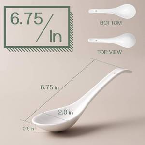 lot 18138 image: DOWAN Soup Spoons Ceramic Chinese Soup Spoon, Asian Soup Spoons, White Japanese Spoon Large for Ramen Pho Wonton Dumpling Miso, Deep Oval Hook Design