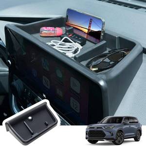 lot 18148 image: TOPINSTALL 2024 2025 New Dash Organizer Compatible with Toyota Grand Highlander Accessories, Center Console Screen Dashboard Tray with Anti-Slip Rubber Mat Phone Holder