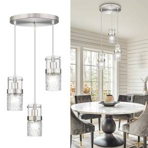 lot 18158 image: LMS 3-Light Brushed Nickel Cluster Pendant Light Fixtures, Industrial Hanging Pendant Light, Modern Chandelier Lighting for Kitchen Island, Bathroom, Bedroom, LMS-198 - Retail $80.22