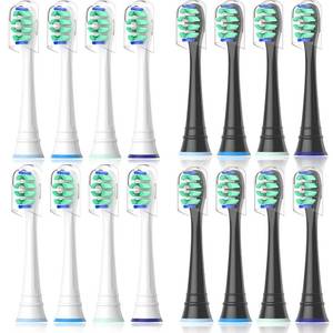 lot 18161 image: Replacement Heads Compatible with Sonicare Toothbrush, Replacement Brush Head for Philips Sonicare Electric Toothbrush 4100 5100 6100 9900 C2 W3 and More Snap-on Handles (8white8black)