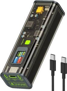 lot 18163 image: Haycide Power Bank 20000mAh Clear Battery Bank with IPS Digital Display 155 W PD Portable Power Bank for Phone Laptop and Stream Deck