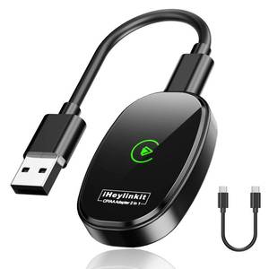 lot 18177 image: Wireless CarPlay Adapter - 2025 Upgraded 2-in-1 Wireless CarPlay and Android Auto, converts wired to wireless, plug and play, low latency, USB-C compatible with iPhone and Android