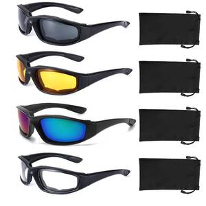 lot 18180 image: YISUGOOC 4 Pair Motorcycle Glasses Riding Glasses UV Protection Windproof And Dustproof Motorcycle Goggles Foam Cushion Eyeglasses Suitable For Outdoor Sports Motorcycle Riding