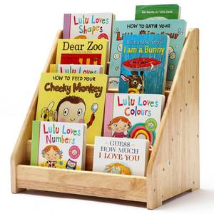 lot 18190 image: Nuoex Montessori Bookshelf for Toddler 1-5 Years, Kids Wooden 5-Tier Front Facing Book Display Shelf with Chalkboard for Bedroom,Playroom,Classroom,Book Rack Organizer, Natural - Retail $79.69