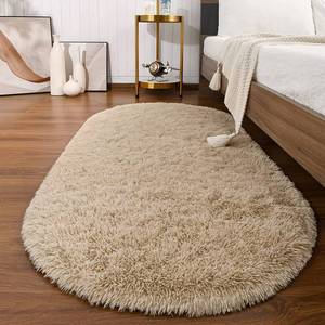 lot 18194 image: Softlife Fluffy Rugs for Bedroom, Shag Cute Area Rug for Girls and Kids Baby Room Home Decor Fall Decor, 2.6 x 5.3 Feet Oval Indoor Carpet for Nursery Dorm Living Room, Camel