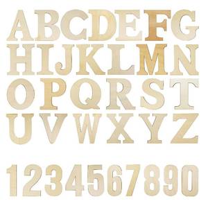 lot 18211 image: 6 Wooden Alphabet & Numbers Craft Set - Natural, Paintable ABC Letters for Letter BoardWall DecorDIYPaintedParty Display