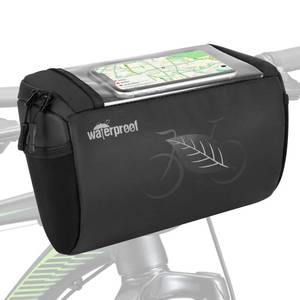 lot 18215 image: WOTOW Bike Waterproof Handlebar Bag, Bicycle Front Basket Pack with Touch Screen Phone Holder, Reflective Storage Pouch 3L for Men Women Kids Outdoor Road MTB Cycling
