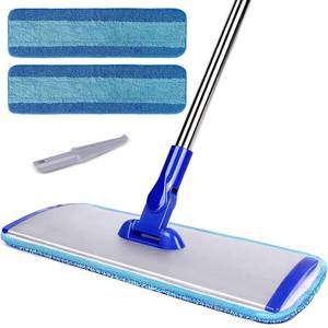 lot 18241 image: 18 Professional Microfiber Mop Floor Cleaning mop, Flat Mop with Stainless Steel Handle,2 Reusable Washable Mop Pads and mop Pads Brush,Microfiber Mop for Hardwood, Laminate, Tile Floor Cleaning