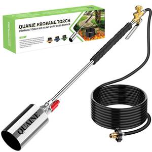 lot 18250 image: Propane Torch Weed Burner Kit,High Output 2,400,000 BTU with Self Igniter and Turbo-Blast Trigger,Heavy Duty Blow Torch with 10FT Hose,Flamethrower for Weeding,Roofing,Melting Snow,Road Paint Removing