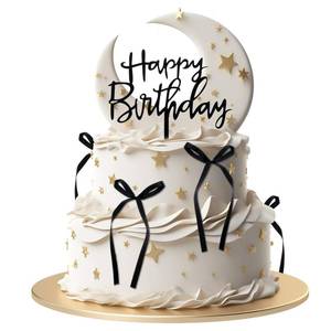 lot 18264 image: Black Bows for Cake with 1 pcs Happy Birthday Sign Ribbon Bow Cake Topper Black Bow Birthday Cake Decorations Vintage Coquette Birthday Decorations for Girls and Women