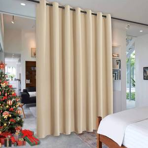 lot 18267 image: RYB HOME Wall Divider Curtain for Living Room, Noise Reduction Privacy Curtain with Anti-Rust Grommet Top Blackout Curtain for BedroomKids Room, 7 ft Tall x 8.3 ft Wide, Cream Beige, 1 Pack