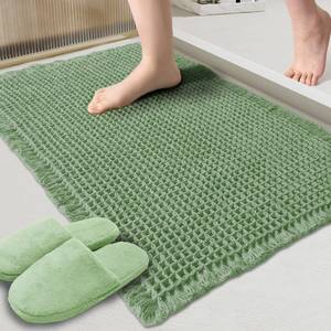 lot 18281 image: ZALL Waffle Bath Mat,Super Absorbent Non Slip Bathroom Rug,Sage Green 18x30inch,Machine Washable Ultra Soft Floor Mats