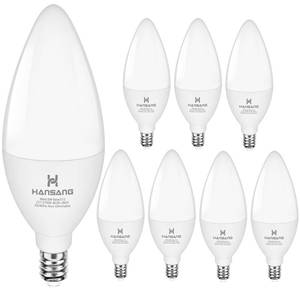lot 18288 image: hansang LED Ceililng Fan Light Bulbs Warm White 2700K E12 Candelabra Base, 60w Equivalent B11 Candelabra LED Bulbs Small Base, Chandelier Light Bulbs 500LM CRI85 120V Non-Dimmable
