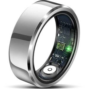 lot 18298 image: Smart Ring with Air Gesture Control, Health Tracker, 7-Day Battery, IPX8 Waterproof, Heart Rate & Sleep Monitor - Stylish Fitness Ring for Men & Women, Compatible with iOSAndroid, Size 8,Silver
