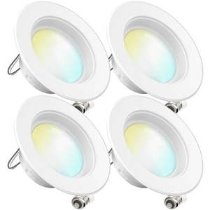 lot 18299 image: Sunco Lighting 4 Pack 4 Inch LED Recessed Downlight Selectable 5 Colors (2700K3000K3500K4000K5000K) 11W60W 660LM Dimmable Baffle Trim Damp Rated Simple Retrofit Installation - UL