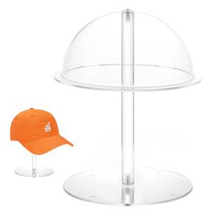 lot 18301 image: SHUNKAIZS Hat Display Stands, 8 Durable Acrylic Cowboy Hat Holder Stand, Clear Domed Baseball Cap Rack Stand with Brim, Cap Racks Wig Holder Hat Organizer Stand for Closet Vendors Salons