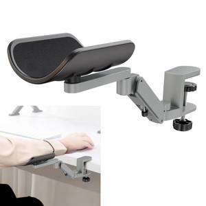 lot 18304 image: Adjustable Height Arm Rest for Desk, 360° Rotating Ergonomic Elbow Pad, Clamp-on Desk Extension Platform Arm Support for Left Right Hand (Stepless, Silver)