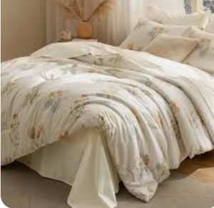 lot 18321 image: Bedsure Bed in a Bag King Size 7 Pieces - 100% Cotton Sheet and Polyester Bedding Comforter Sets, Soft Cute Floral Bed Set with Botanical Flowers Comforter, Cotton Sheets, Pillowcases & Shams, Beige