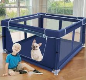 lot 18322 image: 42x42x25.6 Inches Puppy Playpen with Gate, Dog Playpen for Puppies or Small Dogs, Dog Fence Pet Playpen for Indoor & Outdoor, Sturdy Safety Dog Pen with Thickened Fabric, High-Strength Nylon Wire Mesh