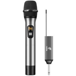 lot 18323 image: TONOR Wireless Microphone, UHF Metal Cordless Handheld Mic System with Rechargeable Receiver, for Karaoke, Singing, Party, Wedding, DJ, Speech, 200ft (TW620), Grey