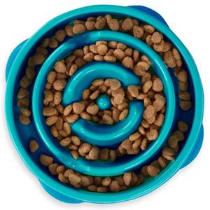 lot 18327 image: Outward Hound Fun Feeder Slo Bowl, Slow Feeder Dog Bowl, MediumMini, Turquoise
