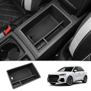 lot 18333 image: LUWU for 2019 2020 2021 2022 2023 2024 Audi Q3 Center Console Organizer 2024 2025 Audi Q3 Accessories 2024 2025 Audi Q3 F3 Armrest Console Organizer 2025 Q3 Audi Armrest Organizer Insert Tray (Black)