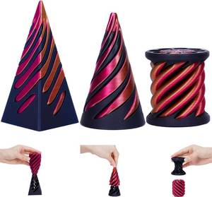 lot 18351 image: TIMCHESS 3Pcs Impossible Cone, Spiral Cone Fidget Toy, Impossible Pyramid Passthrough 3D Printed Fidget Toys Adults, Spiral Illusion Desktop Decoration for Anxiety Relaxation (Gradient Red)