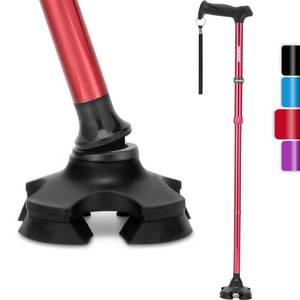 lot 18376 image: REHAND Walking Cane for Men & Women - Foldable, Adjustable, Lightweight, Self Standing Pivot Walking Cane, Soft Handle Grip, with Travel Bag, Walking Sticks for Seniors & Adults (Red)