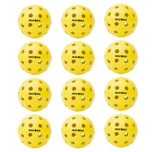 lot 18379 image: Navona 12 Pack Premium 40-Holes Yellow Outdoor Pickleball Balls, Meet USAPA Official Requirement, Perfectly Balanced, High Bounce True Flight, Durable Outdoor Pickleball Set