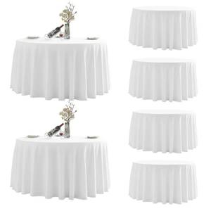 lot 18380 image: LEQEE Round Tablecloth,6 Pack 108inch Stain and Wrinkle Resistant Polyester Table Cloth,Decorative Fabric Table Cover for Kitchen,Dinning,Party,Wedding Round(White)