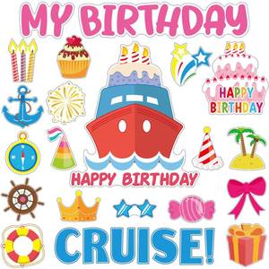 lot 18388 image: Leumoi Pack of Birthday Cruise Door Magnets Decorations Funny Cruise Ship Door Magnets Magnetic Reusable Magnet for Happy Birthday Cabin Ship Carnival Refrigerator Office Car Accessories