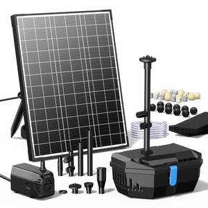 lot 18414 image: NFESOLAR Solar Water Fountain Kit, Pond Filter with 20W Solar Panel, 120 GPH Solar Water Pump, 4 Sprayers for Outdoor Pond 120-300 Gallons, Fish Tank and Garden Water Features N3212 - Retail $96.43