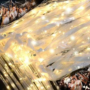 lot 18415 image: HONLYNE Light up Wands for Wedding, Wedding Wands Streamers with 3 Colorful Flashing Modes, Fairy Wands, LED Silk Fairy Wand with Bells for Wedding, New Year, Raves, Concert, Birthday - Retail $78.26