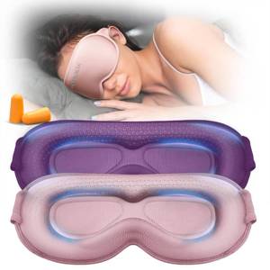 lot 18445 image: Weighted Eye Mask for Sleeping 2 Pack - 3D Contoured Sleep Masks for Women Men, Blackout Eye Mask for Travel, Meditation, Airplane, Memory Foam, Adjustable Strap Purple Pink