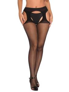 lot 18447 image: Verdusa Womens Fishnet Stockings Tights High Waist Lace Suspender Pantyhose Fishnet Black One Size