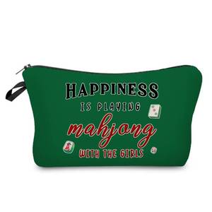 lot 18453 image: Livel lhood Mahjong Pattern Makeup Bag Chinese Mahjong Small Organizer Zipper Pouch Happiness Is Playing Mahjong Cosmetic Bag Birthday Present for Mahjong Lovers Women Friends