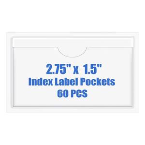 lot 18467 image: Origin-Joy Pack of Self Adhesive Index Card Pockets with Top Open, Clear Plastic Label Holder for Notes, Library and Business, Adhesive Label Pockets & Holder (2.75 x 1.5 inch)