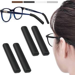 lot 18471 image: 2 Pairs Silicone Glasses Ear Cushion, Eye Glasses Ear Grippers Anti Slip, Glasses Ear Grips Non Slip, Eyeglass Ear Cushions for Pain, Temple Sleeves Tips Ear Pads for Glasses Slip Preventer (Black)