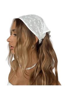 lot 18490 image: SHENHE Womens Head Scarf Elastic Eyelet Embroidered Headband Hair Bandana Head Kerchief White One-Size