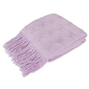 lot 18498 image: PAVILIA Lavender Purple Knit Throw Blanket for Couch Bed, Soft Knitted Farmhouse Sofa Throw for Living Room, Lightweight Decorative Summer Throw Blanket for Chair, Outdoor Textured Boho Blanket, 50x60