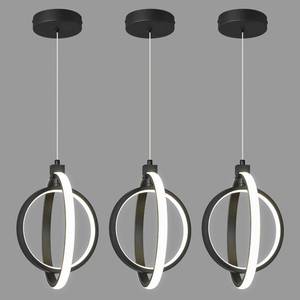 lot 80638 image: BNHHLZ Modern LED Chandelier Black Ring Pendant Light Fixtures 4000K Dimmable Height Adjustable Pendant Lighting for Dining Room Kitchen Island Bedroom Living Room Foyer - 3-Pack - Retail $186.99