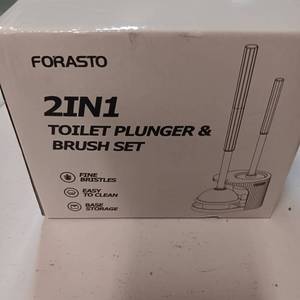 lot 80650 image: Forasto 2-in-1 Toilet Plunger and Brush Set with Storage Base